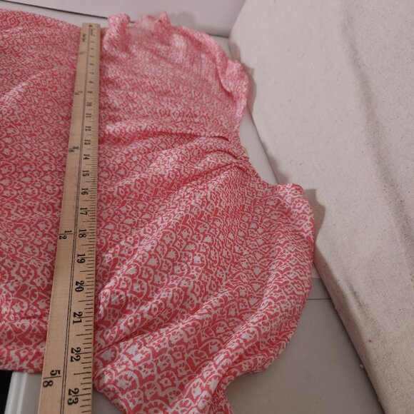 Bit & Bridle Womens 1X Pink Floral Boho Peasant Blouse Rayon Blend Cottagecore - Picture 5 of 8